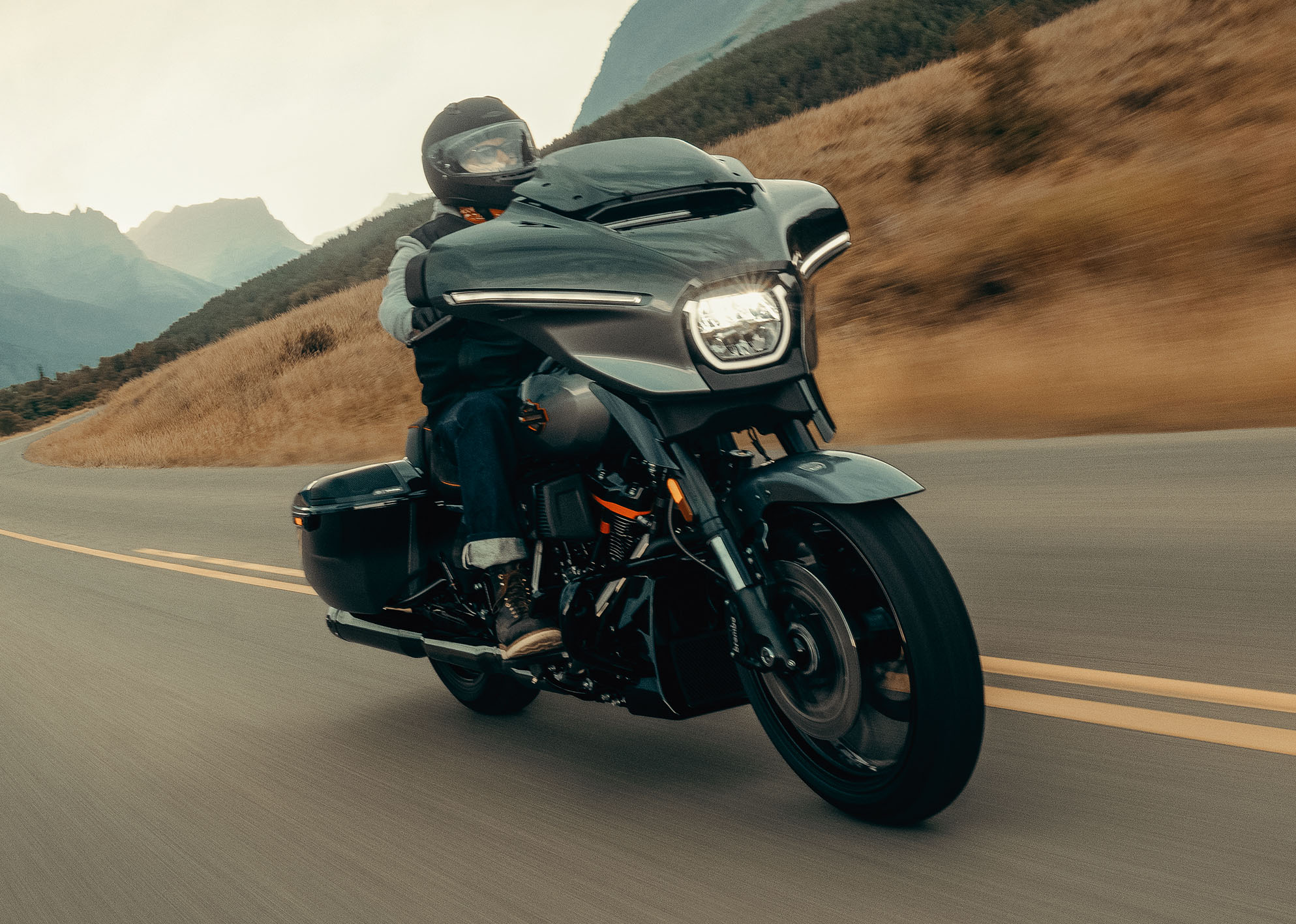 2025 CVO Street Glide riding shot