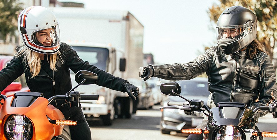 Couple riding 2020 livewire motorcycles