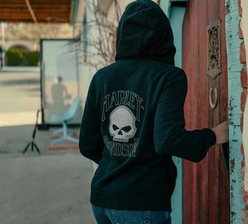 cap, hoodie and t-shirt